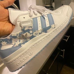 Blue and White Adidas Shoes